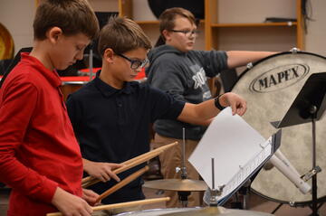 Xavier Middle School Students in Band Class